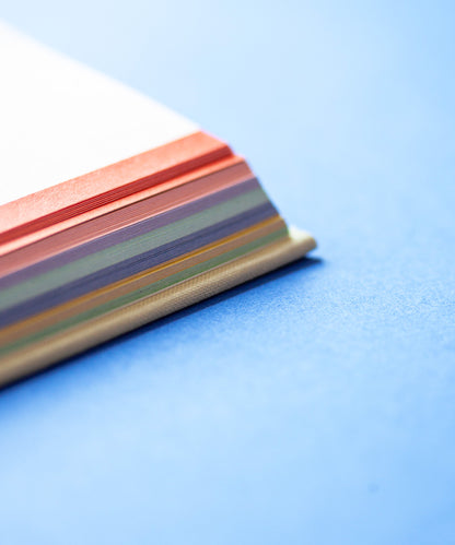 Merkzeug Notizbuch, closeup, Farbschema, Seitenansicht, Detail