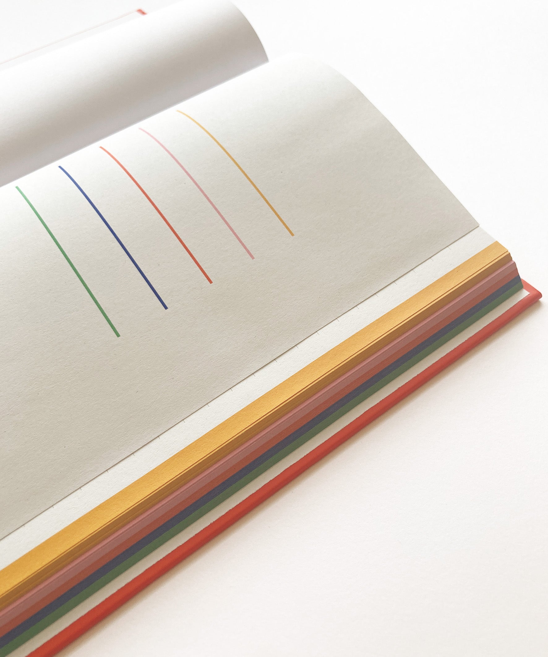 Notizbuch, Innenseiten, aufgeschlagen, Kategorien, Farbschema