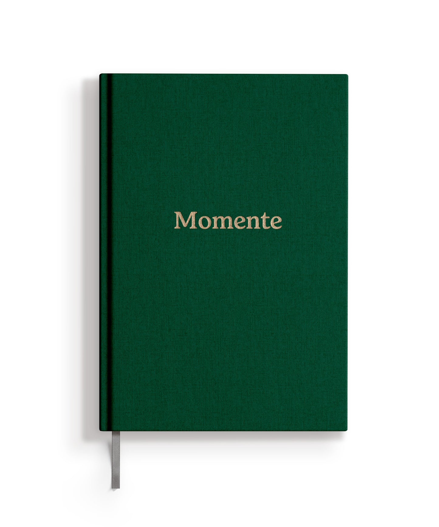 Hochwertiges Momente Erinnerungsbuch  mit Leineneinband und Goldprägung grün