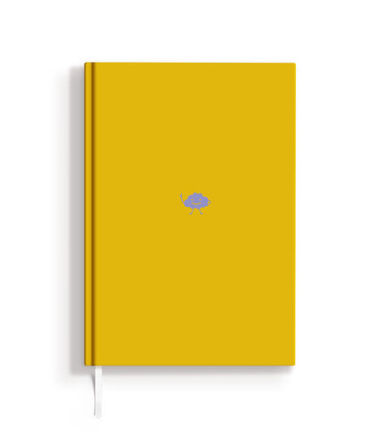 Notizbuch, gelb, hardcover, Lesezeichen